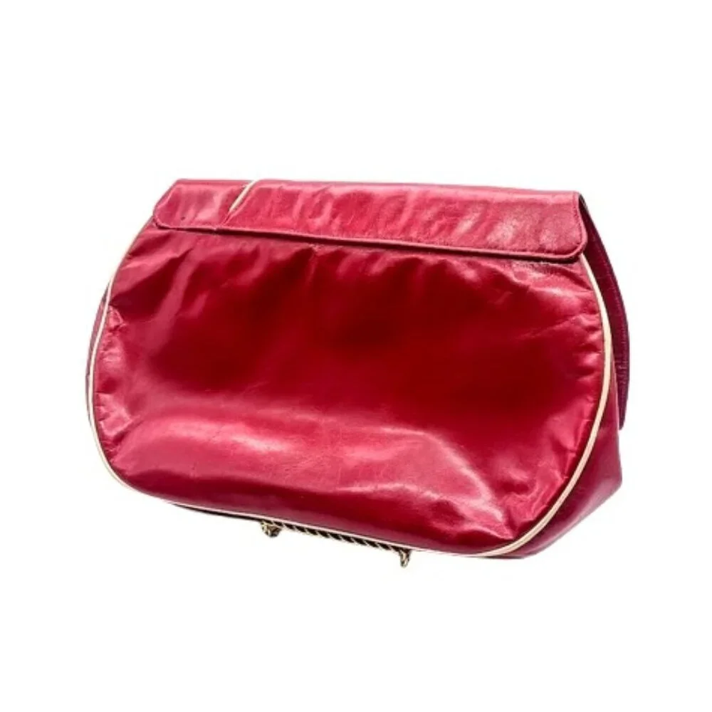 Vintage Barbara Bolan Red Italian Leather Clutch Bag